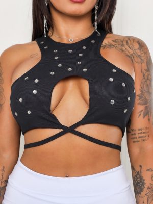 Cropped com pedra Ribana